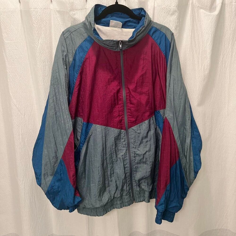 80s vintage multicolor windbreaker track jacket